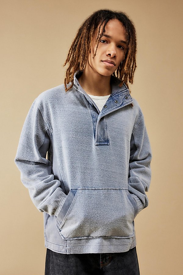 Bdg Snap Button Mock Neck Sweatshirt In Grey, Men's At Urban Outfitters