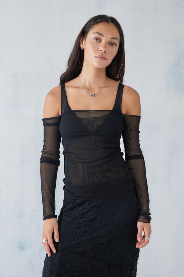 Layered Mesh Top Black