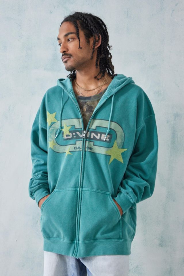 UO Green Divine Zip-Through Hoodie Sweatshirt | Urban Outfitters