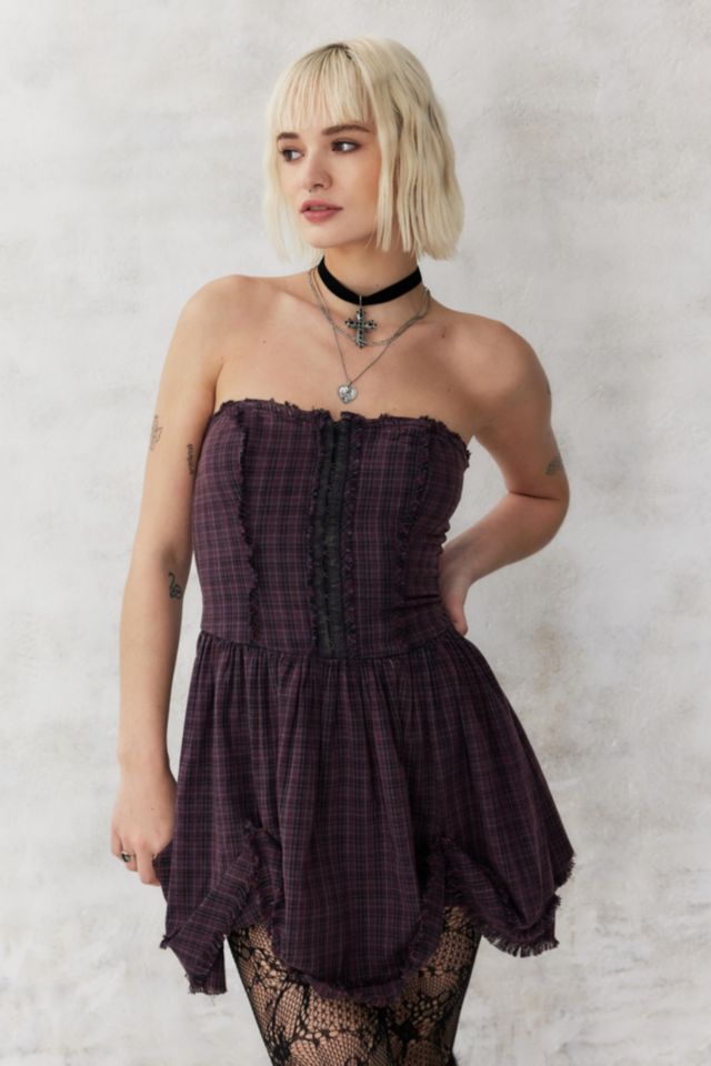 UO Jayden Check Puff Skirt Mini Dress | Urban Outfitters