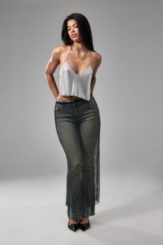 Urban Outfitters Sam Draped Chain Top in Metallic