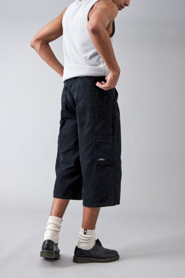 Black Washed Denim Carpenter Shorts