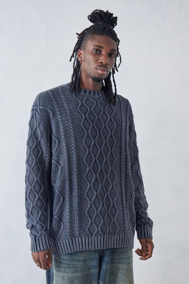 Black cable shop knit jumper mens