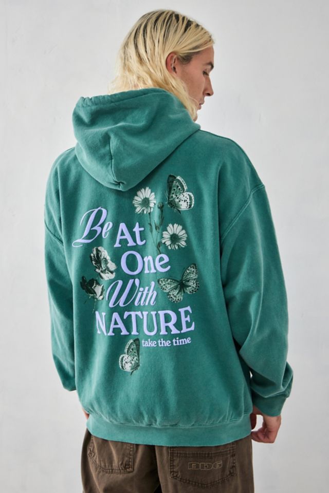 UO Green Be At One With Nature Hoodie Sweatshirt