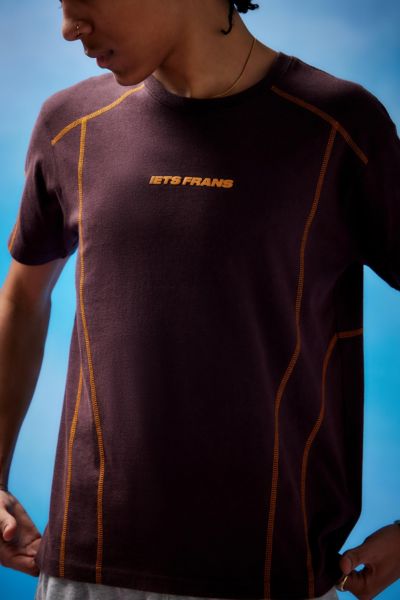 iets frans... Brown Contrast Stitch Tee