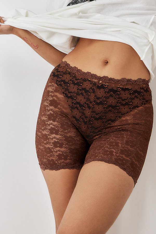Out From Under Stretch Lace Bike Short In Chocolate At Urban Outfitters