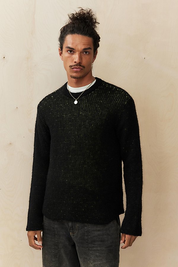 Bdg Black & Green Layered Mesh Sweater In Green, Men's At Urban Outfitters