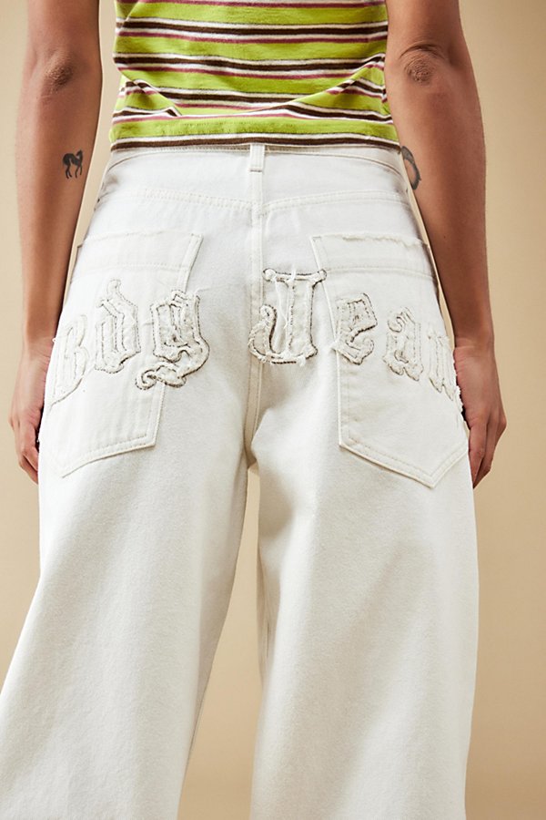 Bdg Applique White Denim Jaya Baggy Jean In White At Urban Outfitters