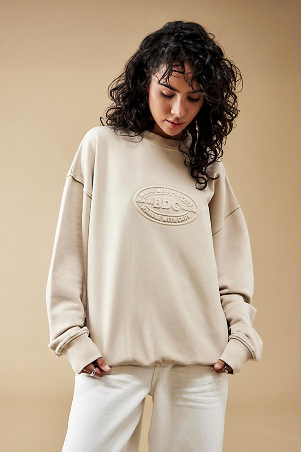 Bdg Ecru Embossed Logo Sweatshirt In Cream At Urban Outfitters