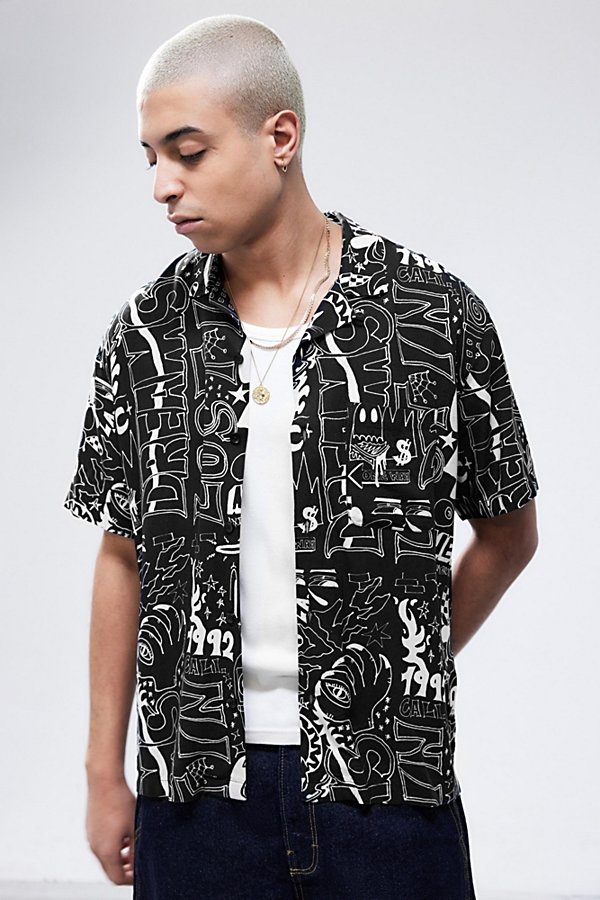 Bdg Black Doodle Shirt Top In Assorted, Men's At Urban Outfitters