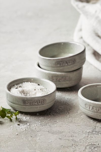 Staub Ceramic Dinnerware 4-piece Stoneware Condiment Dish Set In White Truffle