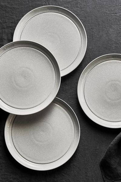 Staub Ceramic Dinnerware 4-piece 10-inch Stoneware Dinner Plate Set In White Truffle