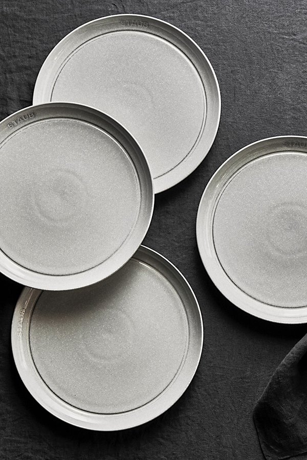 Shop Staub Ceramic Dinnerware 4-piece 10-inch Stoneware Dinner Plate Set In White Truffle At Urban Outfitters