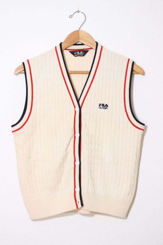 Vintage 1980s Fila Classic Cable Sweater Tennis Vest Made in Korea ...