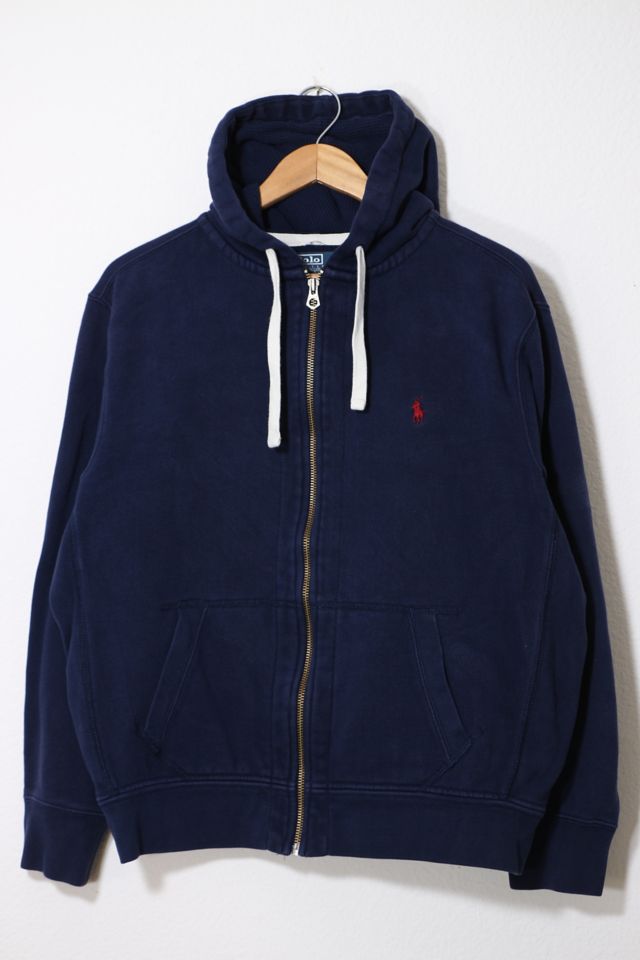 Vintage Polo Ralph Lauren Full Zip Hooded Sweatshirt With Thermal Hood  Liner | Urban Outfitters