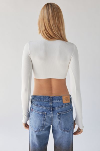 urban outfitters white long sleeve crop top