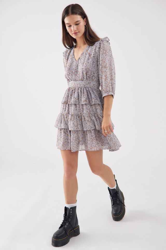 Dress Forum Peace Piece Floral Tiered Mini Dress #3
