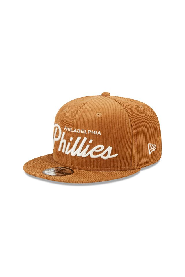 Philadelphia Phillies New Era Corduroy Visor 59FIFTY Fitted Hat -  Cream/Brown