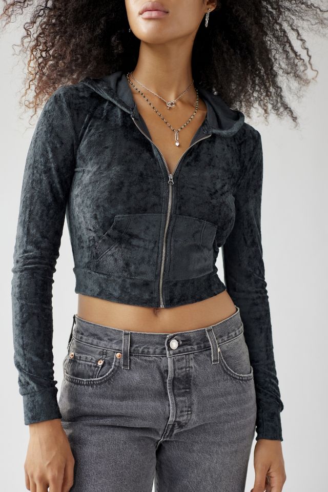 UO Paris Velour Fitted Zip-Up Jacket | Urban Outfitters
