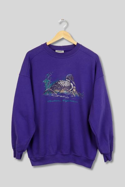 Vintage 90s Northern Reflections Sweatshirt Deer Crewneck Eagle Sweater  Pullover National Wildlife Habitat Duck Print Logo Blue Medium 