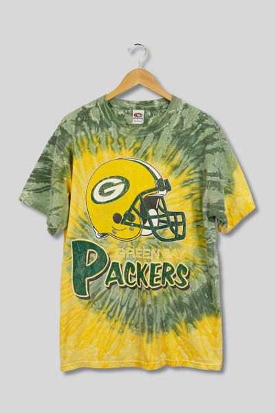 47brand Green Bay Packers Vintage Tubular Packers Crop T-Shirt for Women | Elm Green Quartz Tie Dye | Size XL