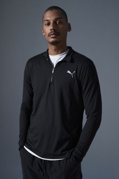 Puma Men's Run Favorite Moisture Wicking 1/4-zip Long-sleeve Running T-shirt In Black