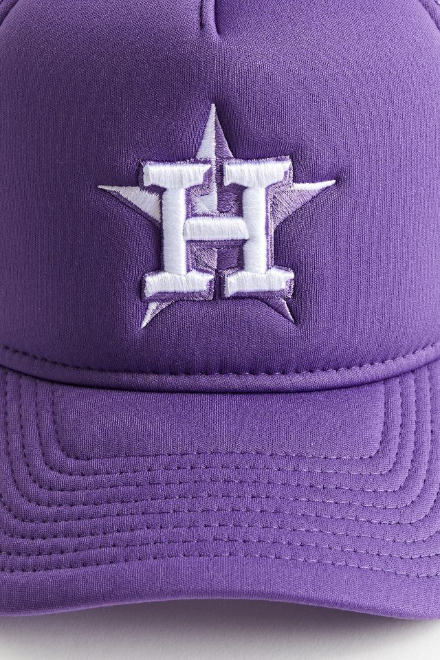 Custom Houston Astros Miller Lite Vintage Purple Rope Mesh Trucker SnapBack  Hat Cap Ready to ship