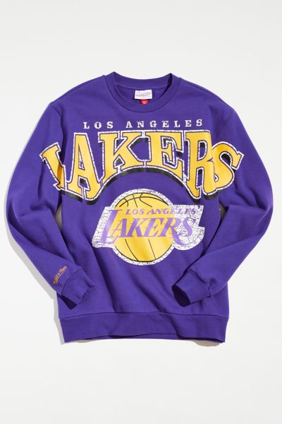 Mitchell & Ness LA Lakers Big Face Black & Purple Split Crewneck