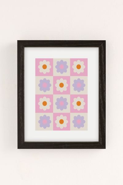 Grace Retro Flower Pattern S Art Print In Black Wood Frame At Urban Outfitters