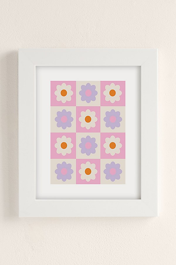 Grace Retro Flower Pattern S Art Print In Modern White At Urban Outfitters In Multi