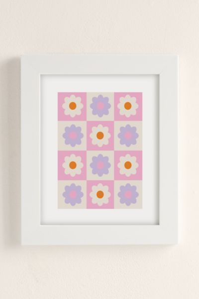 Grace Retro Flower Pattern S Art Print In White Matte Frame At Urban Outfitters