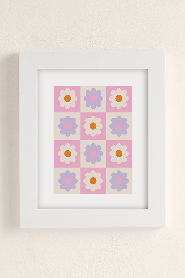 Grace Retro Flower Pattern S Art Print In White Matte Frame At Urban Outfitters