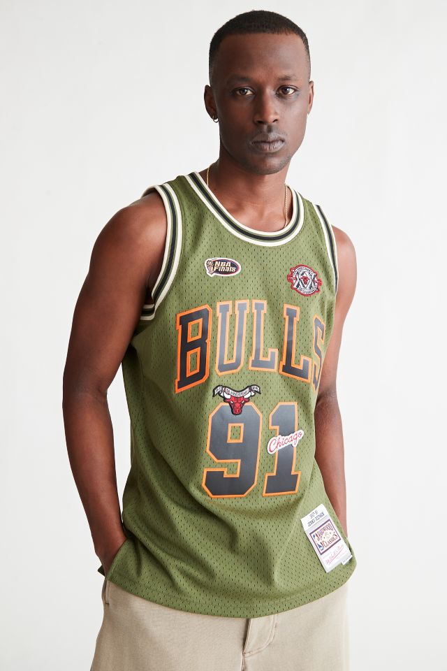 Mitchell & Ness Dennis Rodman 1997 Chicago Bulls Camo Jersey Tank Top in Assorted, Men's at Urban Outfitters