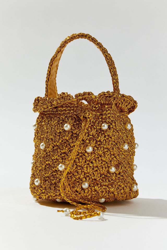 SURYO/PEARL EMBELLISHED BUCKET BAG-