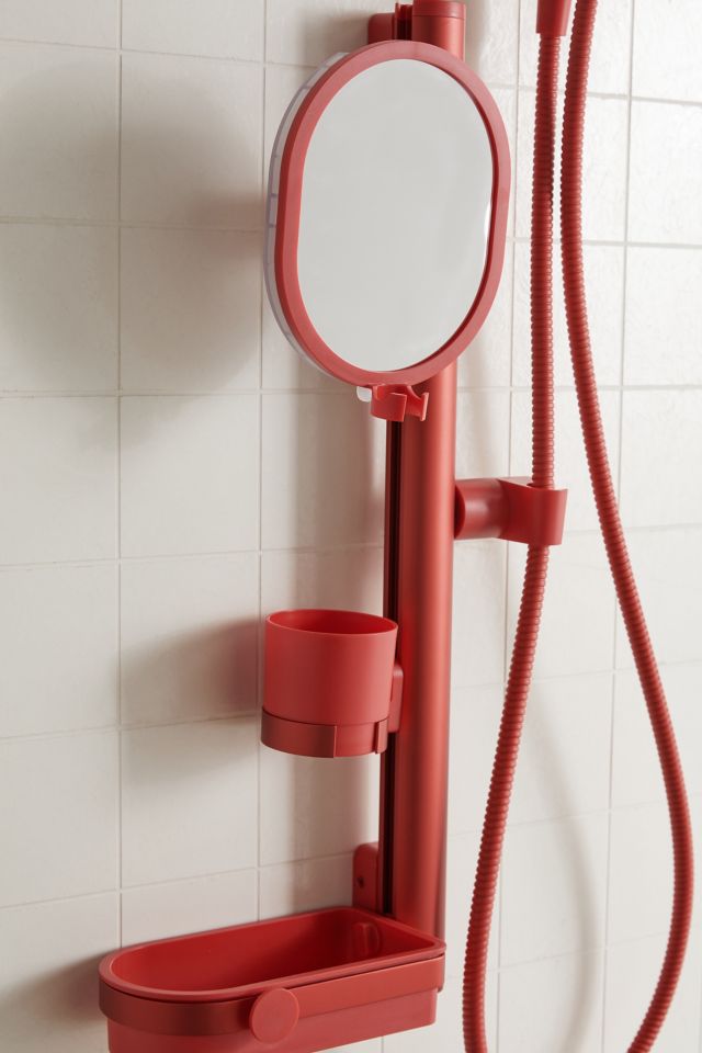 Lookin' Good Shower System, 5-In. Handheld Shower Head + Mirror, Shelf,  Cup, White