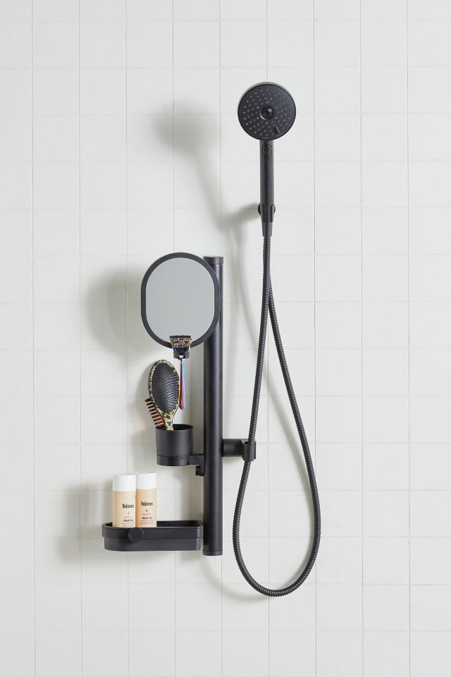 Lookin' Good Shower System, 5-In. Handheld Shower Head + Mirror, Shelf,  Cup, White