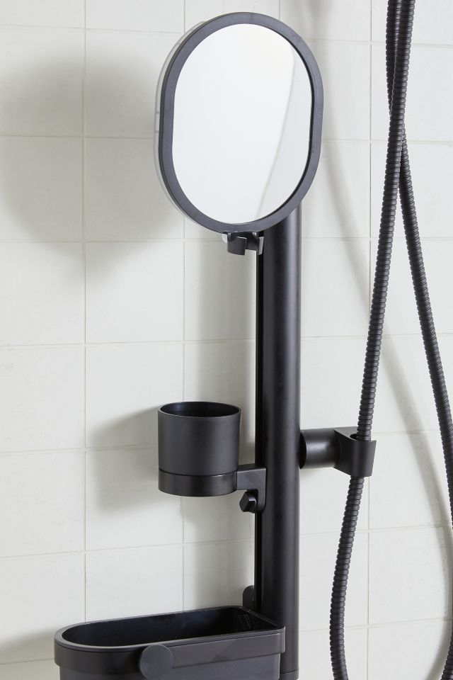 sproos! Lookin' Good Shower System, 5-In. Handheld Shower Head, Mirror,  Shelf, Cup, Black
