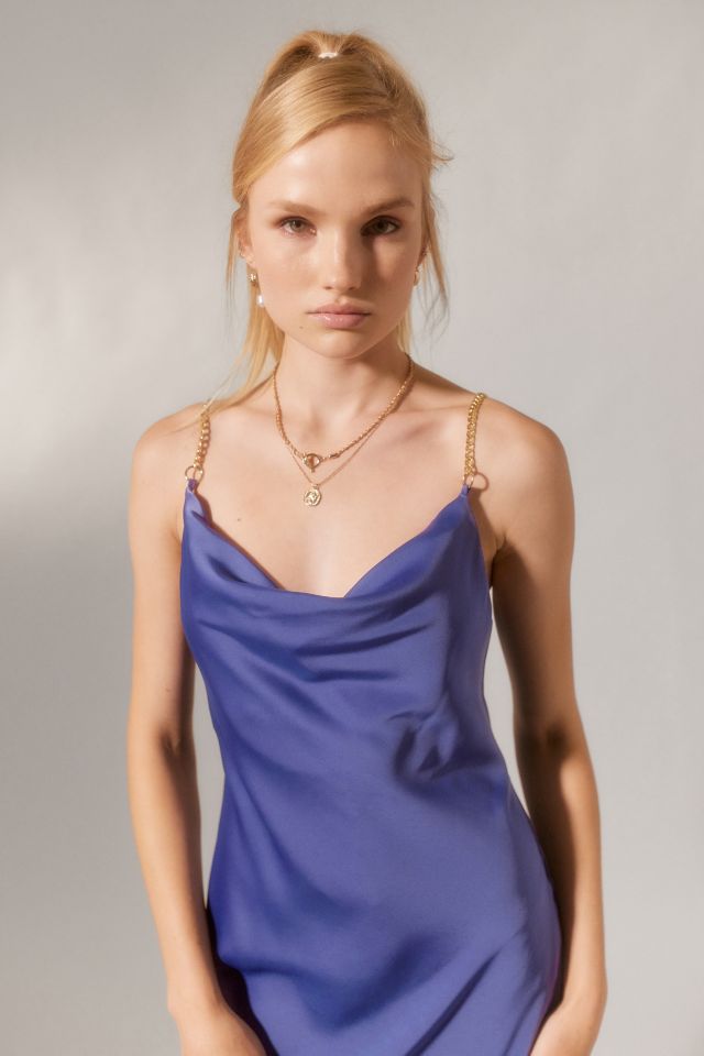 UO Mallory Satin Chain-Strap Slip Dress #3