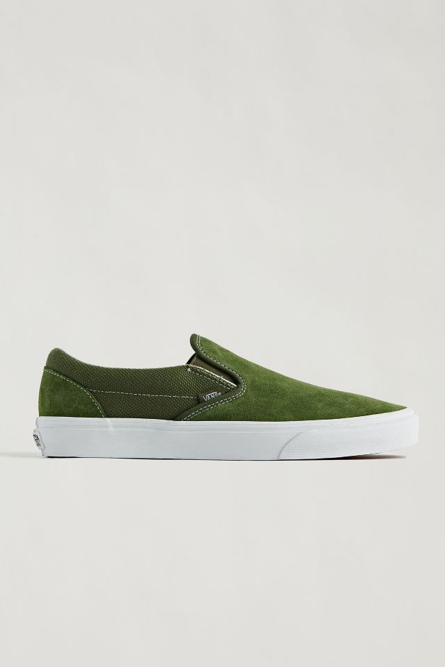 Green suede hotsell vans slip ons