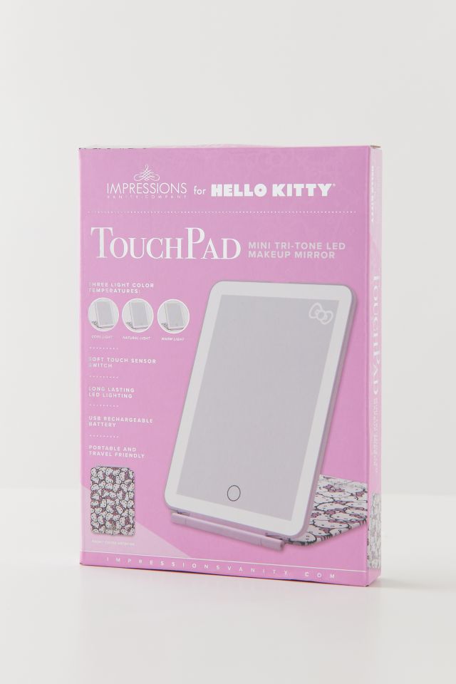 Hello Kitty Touch Pad Mini Tri-Tone Makeup Mirror with Printed Flip Cover and LED Strip Impressions Vanity · Company Finish: White