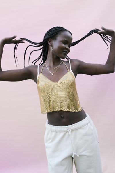 Urban Outfitters Isabel Metal Bra Top in Metallic