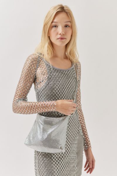 Olga Berg Shar Mesh Convertible Bag In Silver