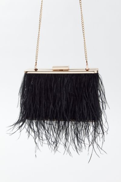 OLGA BERG ESTELLE FEATHER CLUTCH BAG