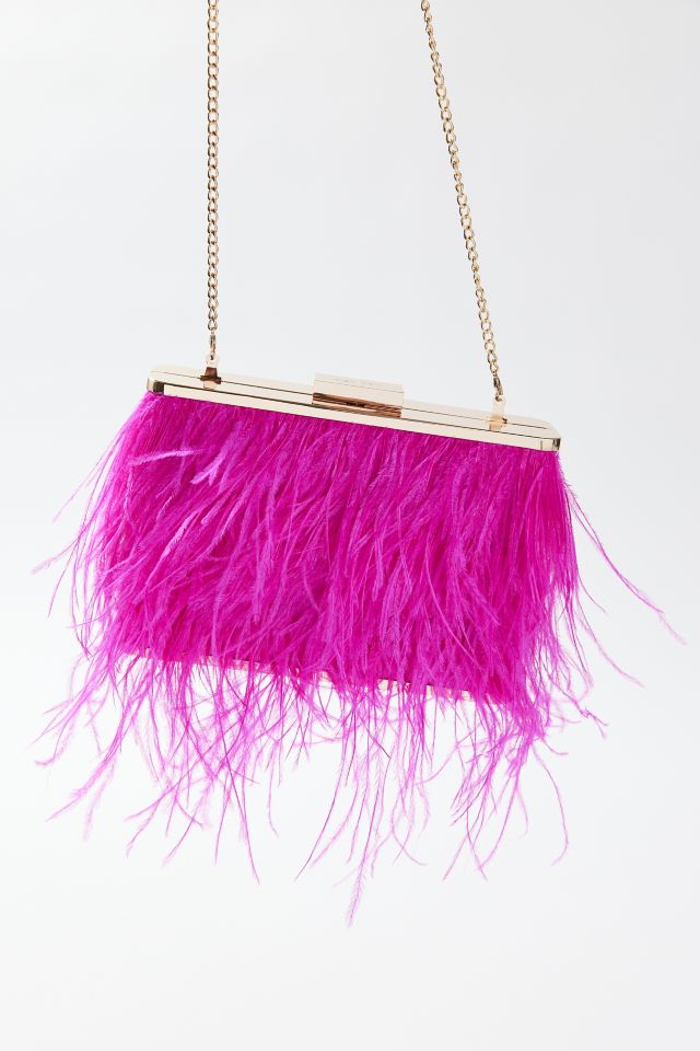 Olga Berg Estelle Feather Clutch Bag #1