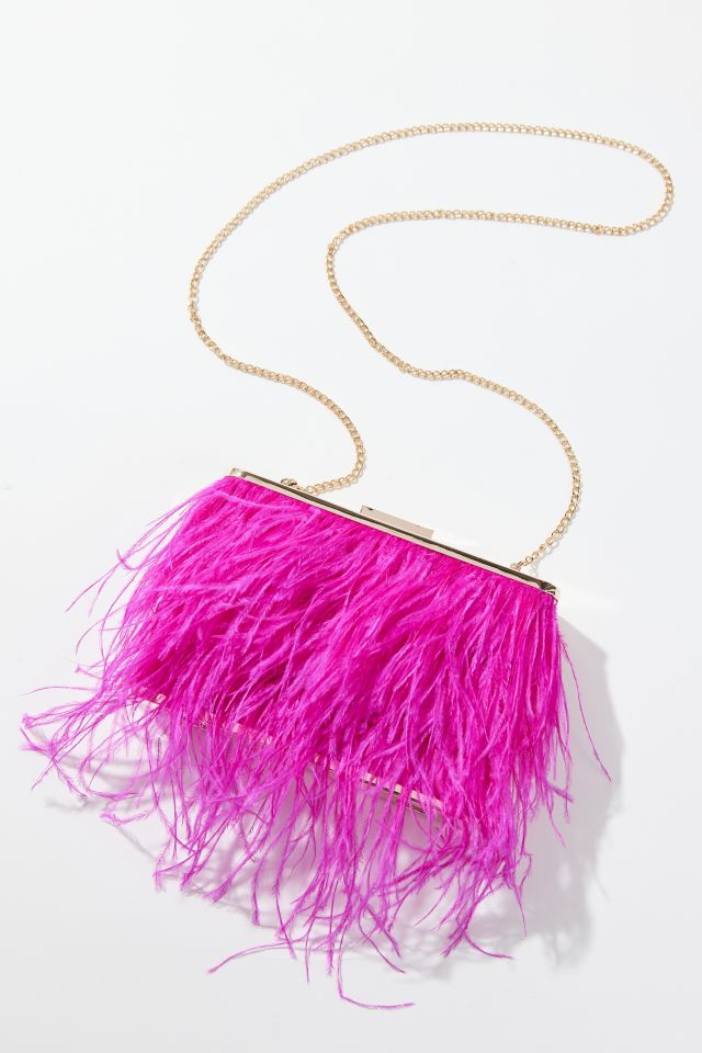Olga Berg Estelle Feather Clutch Bag #3