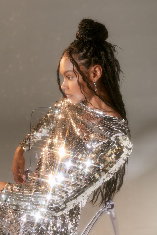 Glamorous Iridescent Sequin Long Sleeve Mini Dress #3