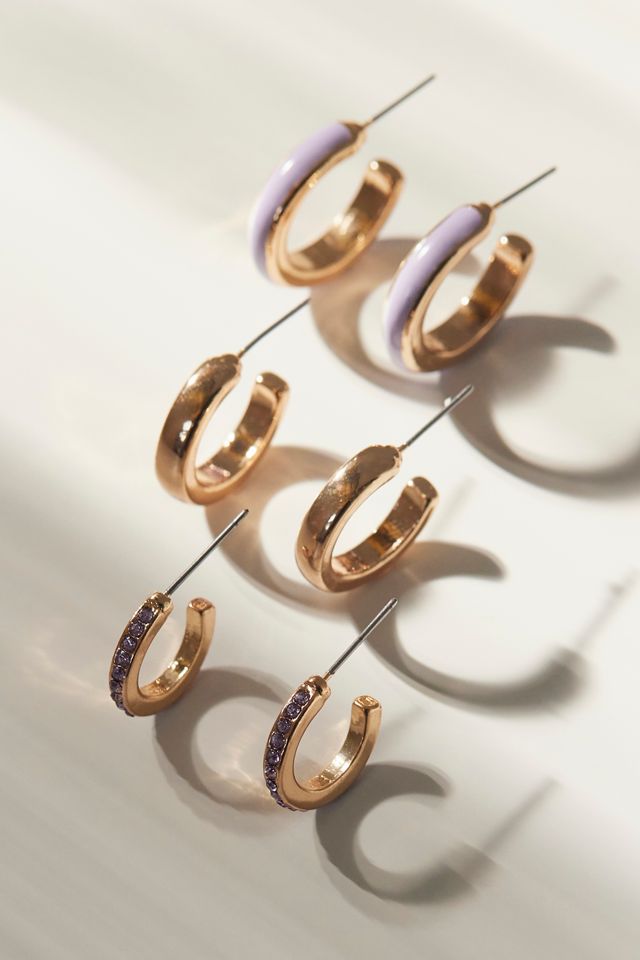 Enamel Rhinestone Mini Hoop Earring Set | Urban Outfitters
