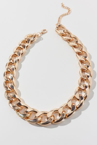 Statement Urban Glam Gold Huge Curb Chain Choker Necklace By Rocks Boutique 