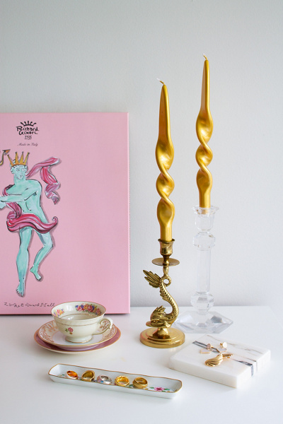 The Parmatile Shop Metallic Taper Candle Set