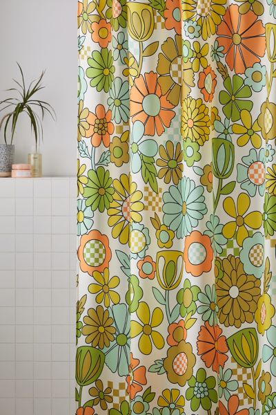 Urban Outfitters Jenean Morrison Checkered Past Shower Curtain In Green At  In Green